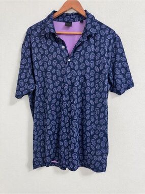 Dunning Golf Men’s Purple Thistle Print Performance Polo Size L